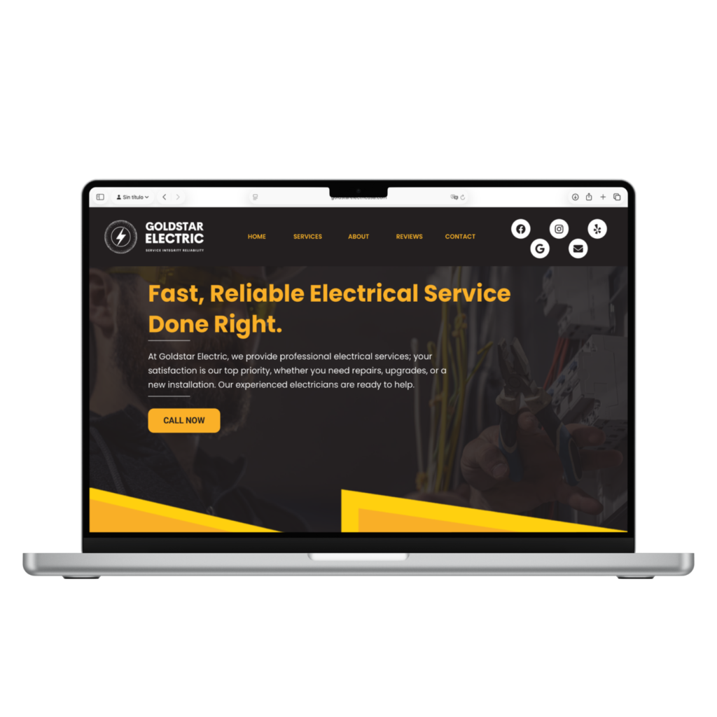 Home Goldstar Electric website displayed on a laptop